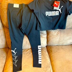 Puma Black and White Logo Activewear Set